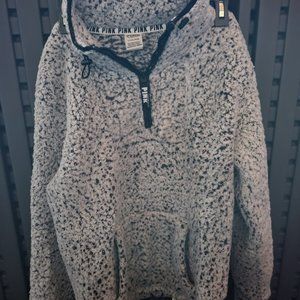 2/$25 Marbled Black and white sherpa half-zip